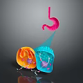 Colorful 3D Illustration of Brain Neurons with Organelles and Cellular Structures