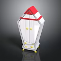 White Storage Cabinet With Red Top White Stripes Yellow Star Decorations And Yellow Wheels