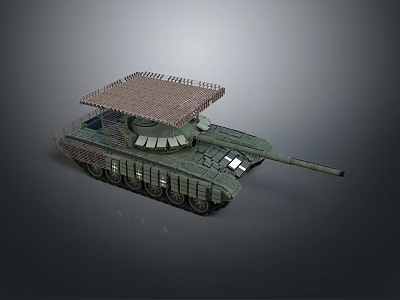Military Tank Armored Vehicle With Camouflage Net Turret And Long Barrel Design 3d model
