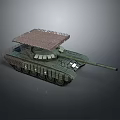 Military Tank Armored Vehicle With Camouflage Net Turret And Long Barrel Design