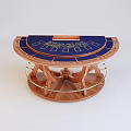 Casino Entertainment Table with Blue Roulette Surface and Wooden Frame Round Design Lower Shelf