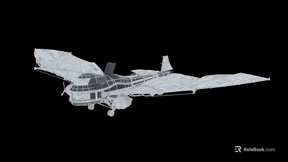 Sleek Fighter Jet 3D Wireframe Model With Detailed Structural Lines And White Outline On Black Background 3d model 