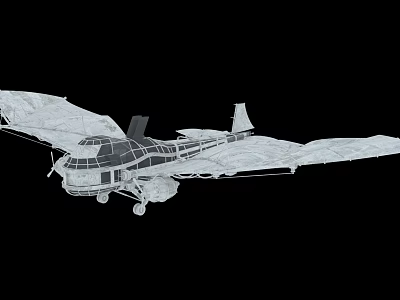 Sleek Fighter Jet 3D Wireframe Model With Detailed Structural Lines And White Outline On Black Background 3d model