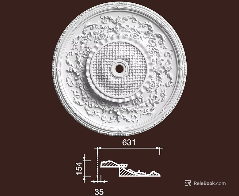 Ornate Round Ceiling Medallion With Intricate Patterns 3d model 
