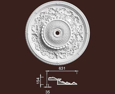 Ornate Round Ceiling Medallion With Intricate Patterns 3d model