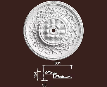 Gypsum mosaic lamp panel French PU lamp panel combination mosaic lamp holder round light luxury dome non-gypsum carved lamp pool decorative European ceiling 3d model