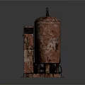 Rusty Industrial Machinery Setup With Tank Pipes And Mechanical Device