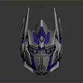 Game Movie Character Silver Blue Robot Head with Mechanical Mask and Metallic Texture