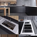 Modern Open Kitchen Interior With Wooden Cabinets Island Sink And Appliances