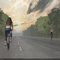 Scenic Municipal Road Lined With Trees During Sunset For Cycling And Jogging