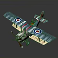 Detailed Vintage Blue Biplane Model With Roundel Markings Propeller And Wheels For Space Exploration