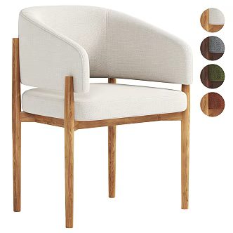 Fabric Dining Chair Fabric Single Chair Fabric Casual Chair Fabric Book Chair Fabric Backrest Chair Milk White Dining Chair 3d model