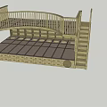 Wooden Decorative Platform Design With Curved Railing Steps And Circular Details