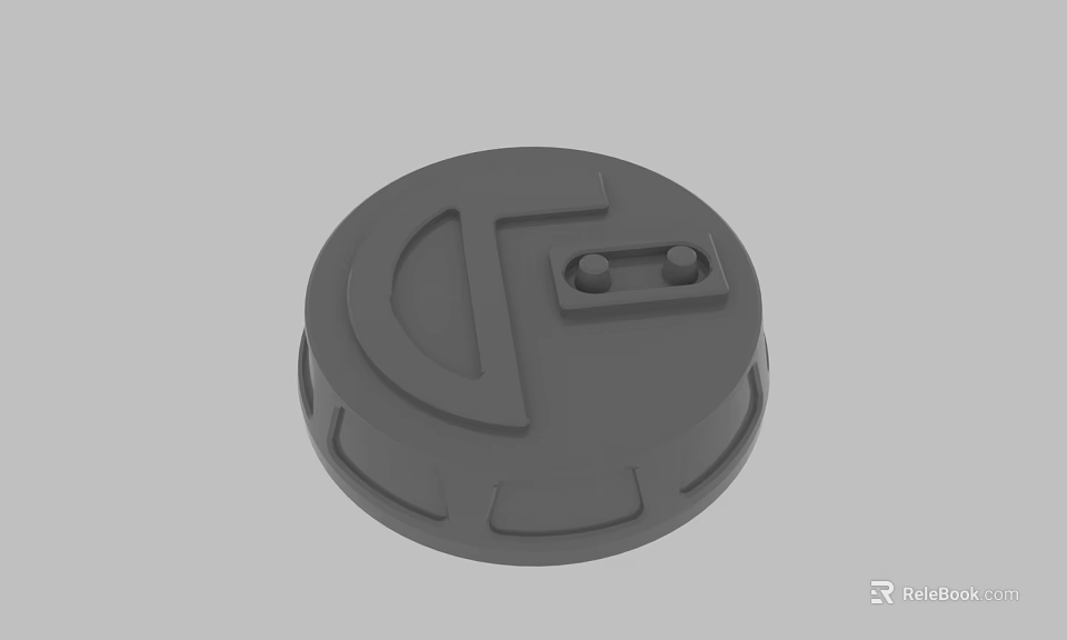 Gray Circular Mechanical Cap With TC Logo And Two Small Holes 3d model 