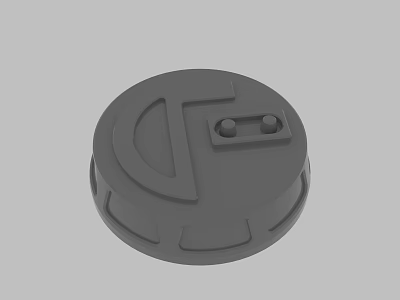 Gray Circular Mechanical Cap With TC Logo And Two Small Holes 3d model