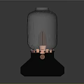 Elegant Decorative Glass Lantern With Illuminated Flame Shaped Wick And Black Base