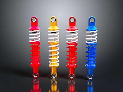Colorful Hardware Tools Shock Absorbers Featuring Spring Design And Red Yellow Blue Hues 3d model