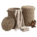 Woven Storage Baskets For Bathroom With Towels Bottles 3d model