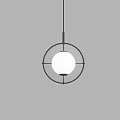 Modern Pendant Light With Circular Metal Frame And White Spherical Shade