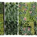 Lush Green Living Wall Design With Diverse Foliage And Pink Flowers