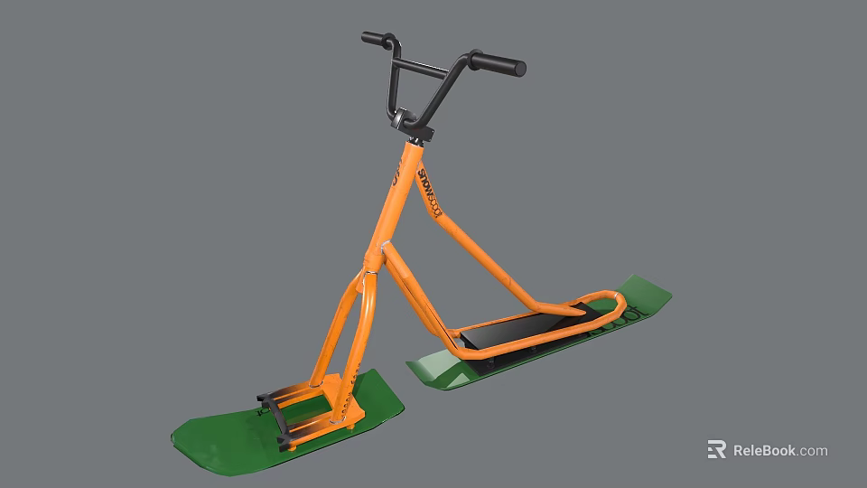 Orange Frame Fitness Machine With Green Pedals And Black Handle For Training 3d model 