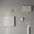 Modern Minimalist Wall Decor with Geometric Patterns on Textured Concrete Wall 3d model
