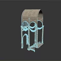 Classical Building Model With Arched Structure Decorative Patterns And Vine Decorations