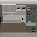 Modern Middle Style Wine Cabinet Sideboard Decorative Cabinet Semi-open Style 3d model