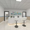 Spacious Hospital Ward Interior With Blue Curtains White Beds And Medical Equipment