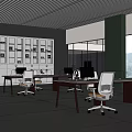 Modern Public Office Interior Design With Wooden Desks Ergonomic Chairs And Large Windows