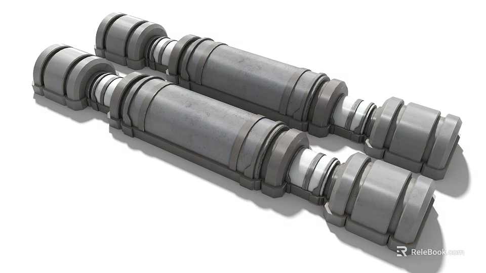 Industrial Equipment Components Featuring Cylindrical Rollers With Ring Structures And Connections 3d model 