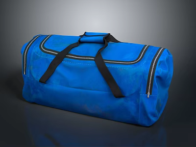 Blue Duffel Bag With Black Straps And Zipper Design For Travel Use 3d model