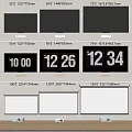 Multiple Televisions In Different Sizes With Screen Dimensions And Digital Time