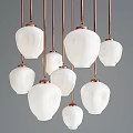 Stylish Contemporary Multiple Chandeliers With White Shades And Copper Frames Design