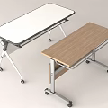 Foldable Rolling Desks With White And Wooden Tops And Metal Frames