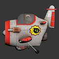 Cute Red And White Cartoon Airplane With Propeller Cockpit Window Wing And Badge