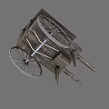 Rustic Vintage Wooden Street Vendor Cart With Canopy And Wooden Wheels