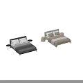 Modern Minimalist Double Bed With Gray Frame White Pillows And Side Tables 3d model