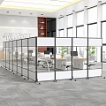 Modern Office Interior With Glass Partition Desks Computers Plants And Large Windows