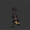 Anime Style Character With Twin Buns And Fiery Creature In Mechanical Armor Design