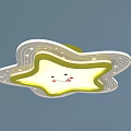 Cute Illuminated Star Shaped Ceiling Light with Smiling Face and Star Decorations 3d model