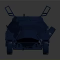 Blue Military Tank Model With Open Turret Four Wheels And Top Weapons