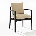 Modern Single Chair With Beige Fabric Upholstery And Dark Wooden Frame