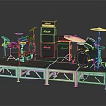Modern drum set speaker stage musical instrument 3d model
