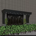 Black Building Entrance Awning With Glass Doors Green Plants Steps And Railings