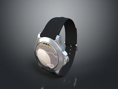 Modern Wristwatch With Black Strap And Silver Dial For Daily Use 3d model