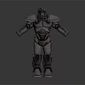 Mechanical Robot Character 3D Model With Metallic Gray Body And Orange Accents Standing Pose