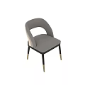 Modern Light Gray Beige Upholstered Dining Chair With Curved Backrest Black Legs Gold Accented Feet