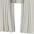 Light Gray Pleated Curtains With Sheer Overlay For Elegant Window Treatment 3d model