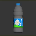Gray Plastic Bottle With Blue Cap 1L Capacity And Blue Green Label 3d model